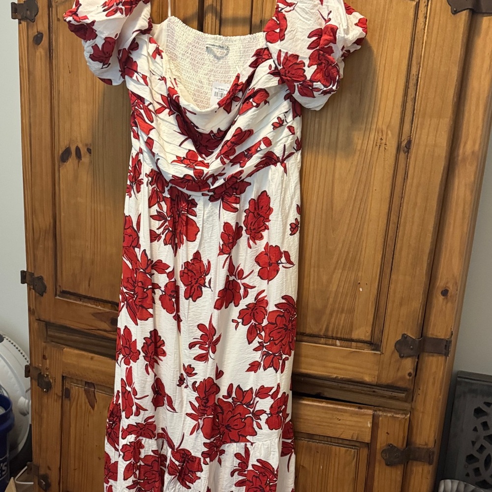 Abercrombie & Fitch Red Floral Maxi Dress